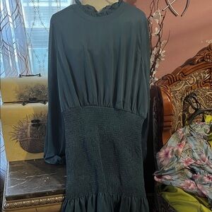 Fashion Nova Teal Long Sleeve Dress